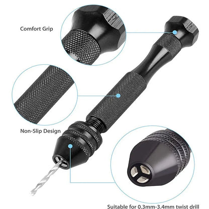 Mini Tool Set with Black Hand Twist Drill | 10Pcs Fried Dough Twists Drill for Woodworking Drilling