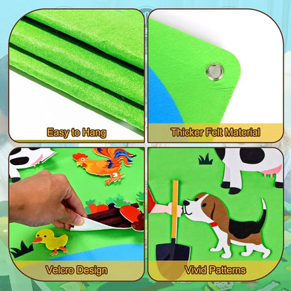 Farm Animals Felt Story Board Set – Interactive Early Learning Wall Puzzle Toys for Toddlers