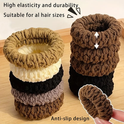 10PCS Wide Thick Hair Ties - Durable Elastic Ponytail & Bun Holders