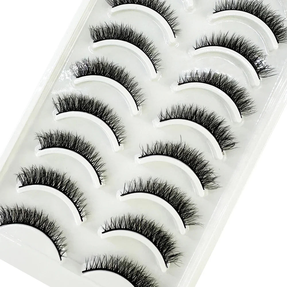5/10 Pairs 3D Mink False Eyelashes – Wispy Handcrafted Full Strip Short Natural Lashes for Makeup