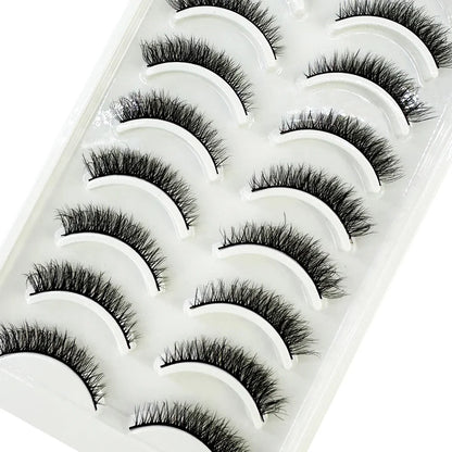 5/10 Pairs 3D Mink False Eyelashes – Wispy Handcrafted Full Strip Short Natural Lashes for Makeup