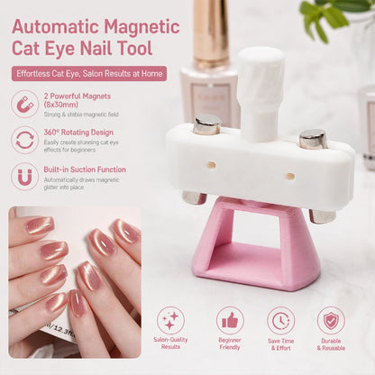 Automatic Cat-Eye Nail Art Tool - Glass Bead Magnetic Design Kit with 8×30mm Magnets for Beginners