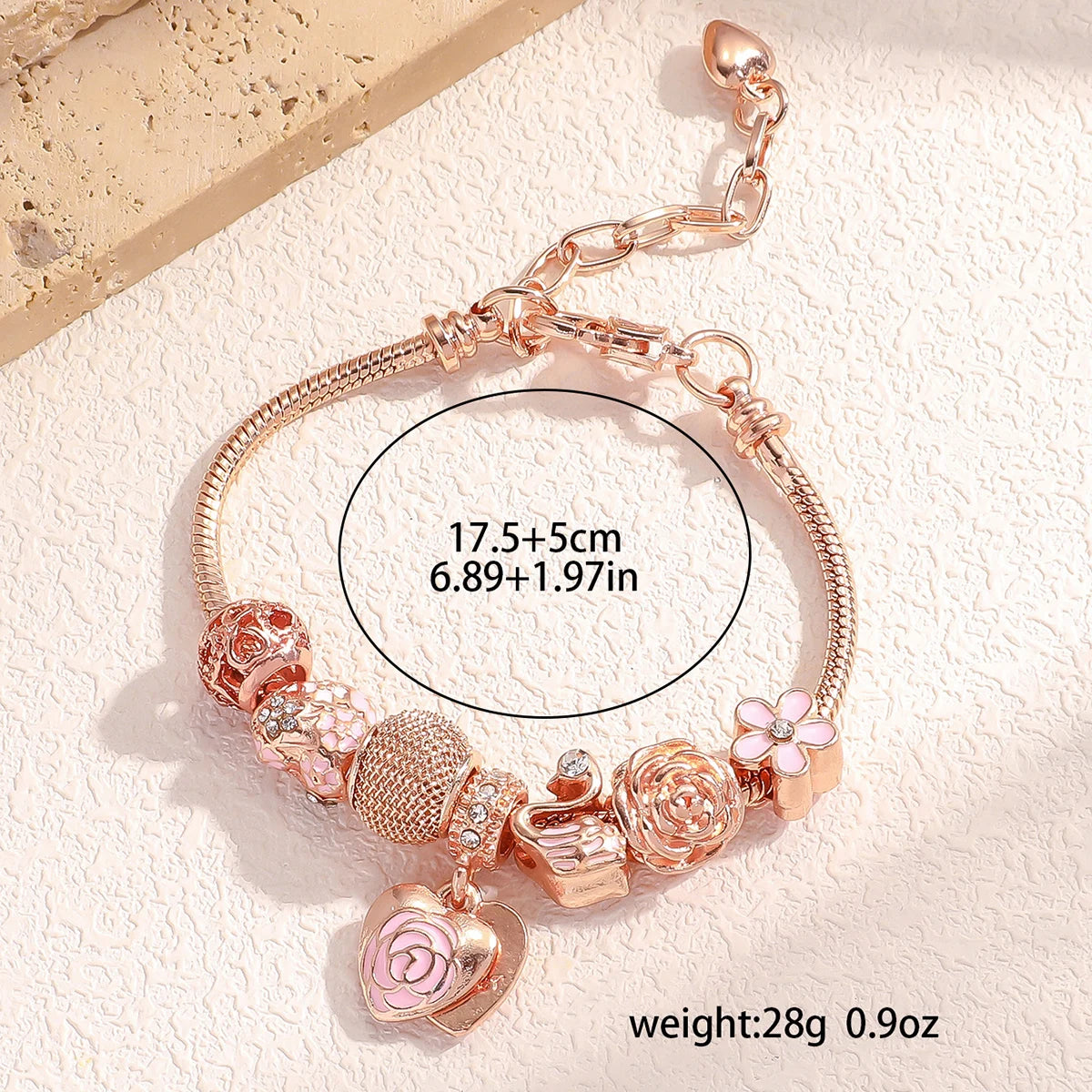 Fashion Multi-Element Rose Love Swan Family Bracelet – Daily Jewelry Accessory for Parties & Gifts