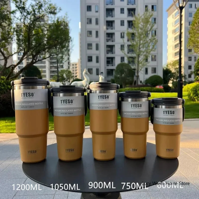 Tyeso Stainless Steel Coffee Cup Thermos – Double Layer Insulated Travel Mug Vacuum Flask for Hot & Cold Drinks, Car Water Bottle
