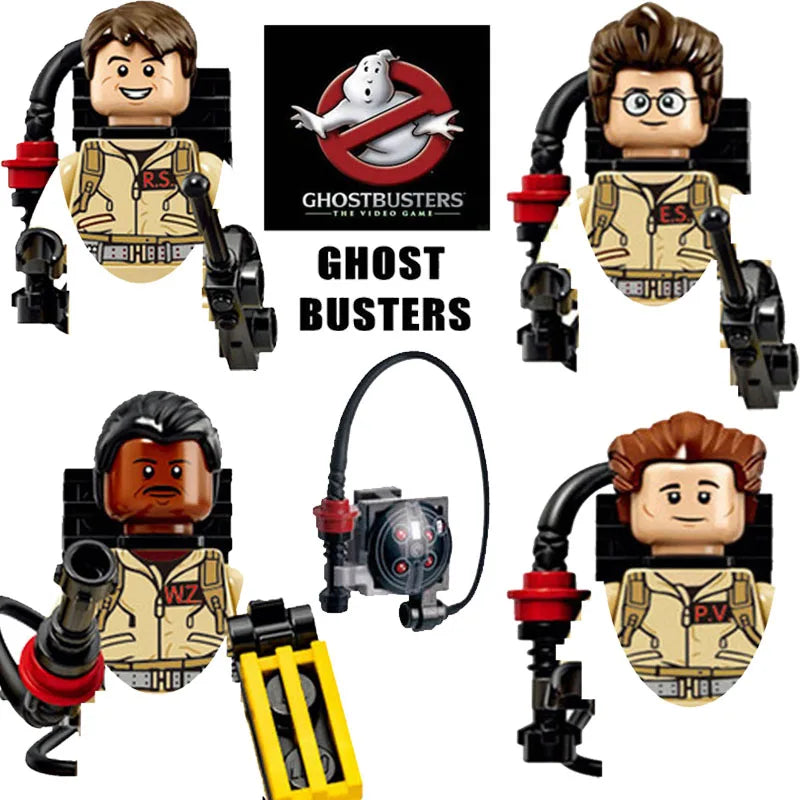 4-Piece Ghostbusters Action Figure Set – Egon, Peter, Winston, Zeddemore & Stay Puft Model Building Blocks Toys for Kids