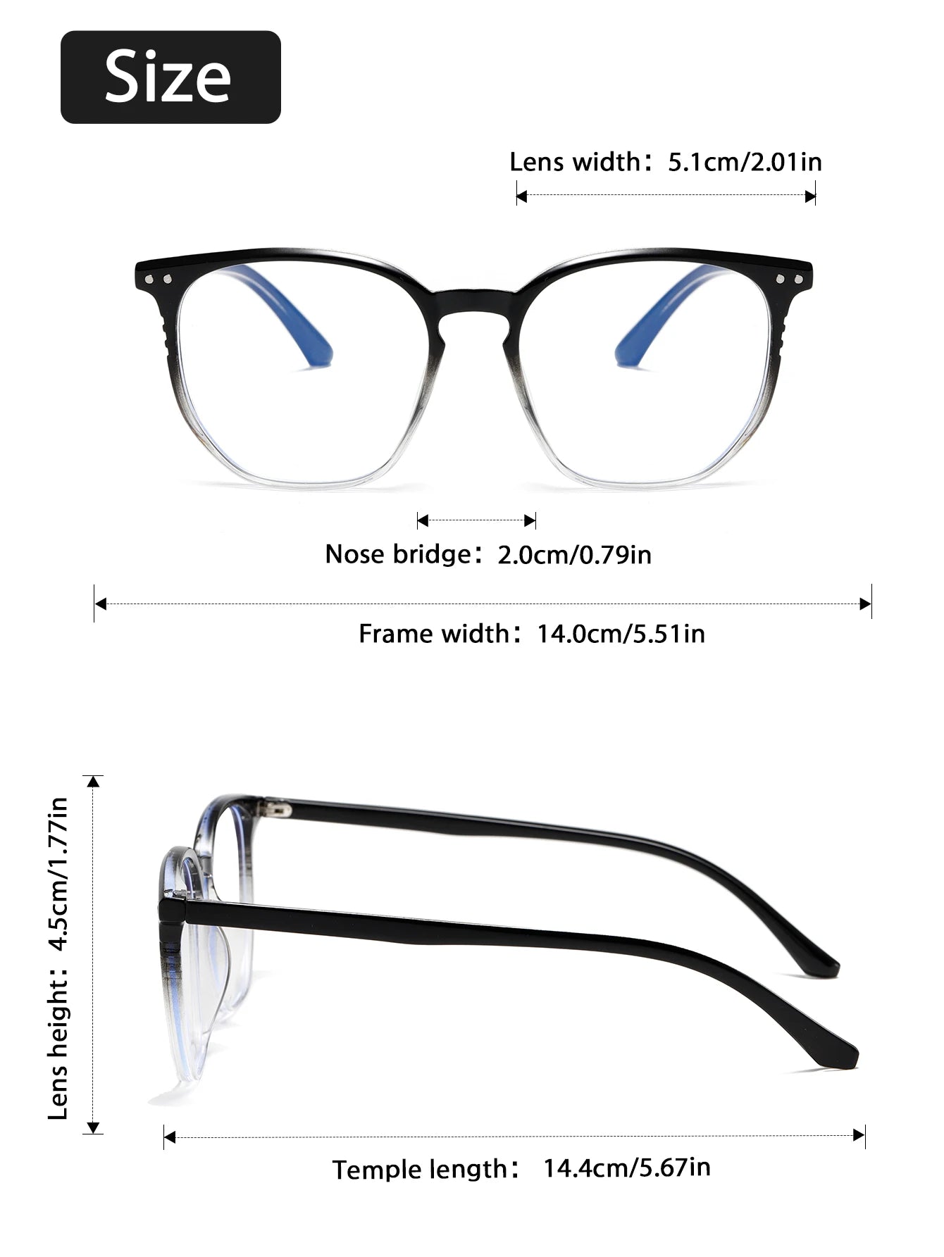 2PCS Classic Square Frame Glasses for Women & Men – Daily Life Eyewear & Clothing Accessories