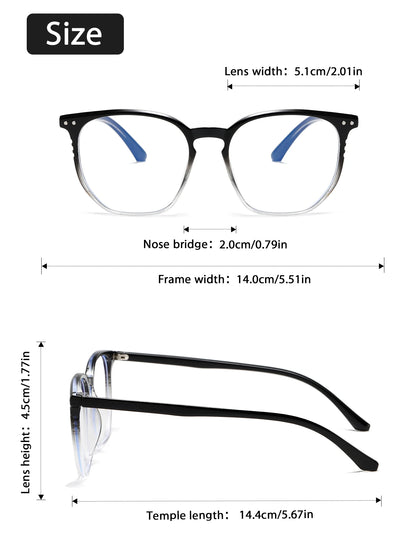 2PCS Classic Square Frame Glasses for Women & Men – Daily Life Eyewear & Clothing Accessories