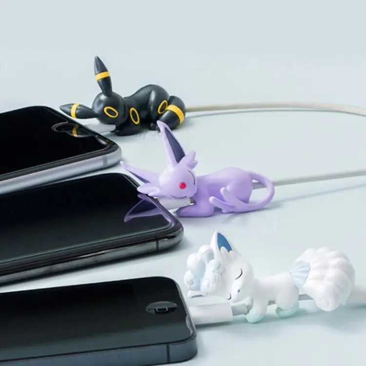 Anime Pokémon USB Cable Bite Case – Pikachu & Eevee Figure Toy Cosplay Prop Gift