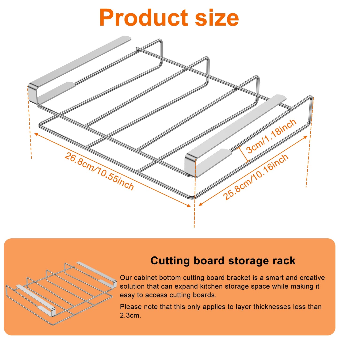 Under Cabinet Cutting Board Organizer – Stainless Steel Hanging Rack for Chopping Boards & Pot Lids