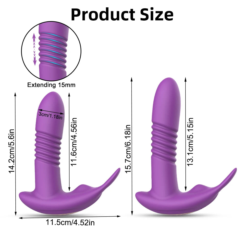 Bluetooth Thrusting Vibrator for Women - APP Controlled Rotating Telescopic Dildo - Remote G-Spot Massage Clitoris Stimulator Sex Toy