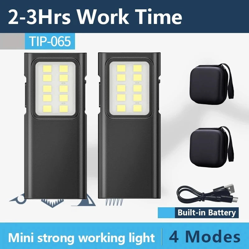Portable COB LED Flashlight – USB Rechargeable Work Light with Pen Clip, Super Bright for Camping & Car Repair