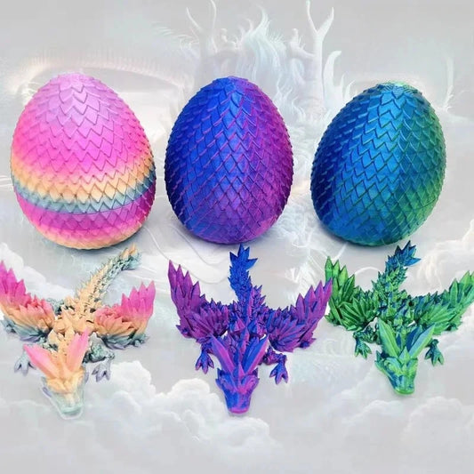 3D Printed Articulated Dragon Figurine - Colorful Gem Dragon Movable Joint Desktop Fantasy Action Figure Craft