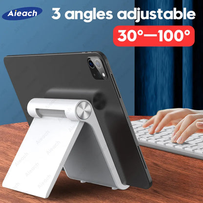 Adjustable Folding Tablet Stand: Desktop Holder for 7.9 to 11 inch Tablets - iPad, Xiaomi, Samsung, Mobile Phone Support