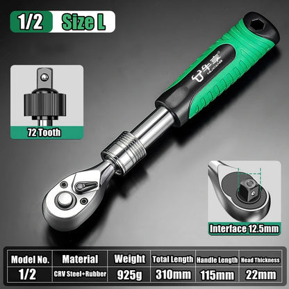 # Telescopic Ratchet Wrench Set - 72-Tooth Quick Release Adjustable Head Tool for Automotive Repair