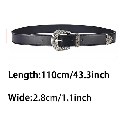 Vintage Carved Needle Buckle Belt — PU Leather Punk Hip Hop Rock Style Unisex Jeans Belt, Y2K Fashion Accessory