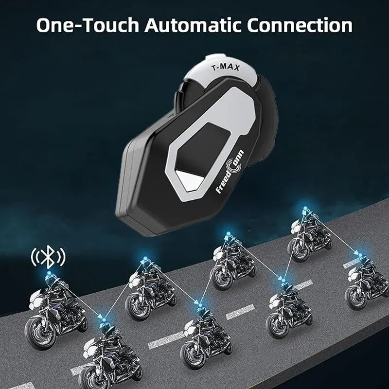 Freedconn T Max Motorcycle Helmet Bluetooth 5.0 Intercom – Waterproof Headset with Hands-Free Communicator, FM Radio, 1000M Range for 6 Riders