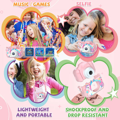1080P HD Kids Digital Camera — Toddler Video Camera with 2.0-inch Screen & Silicone Case