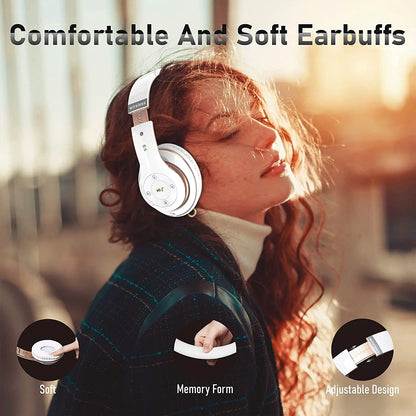 Wireless HiFi Stereo Over-Ear Headphones - Bluetooth Headset with Mic, TF Card Support, Noise Cancelling for Cellphones & PC