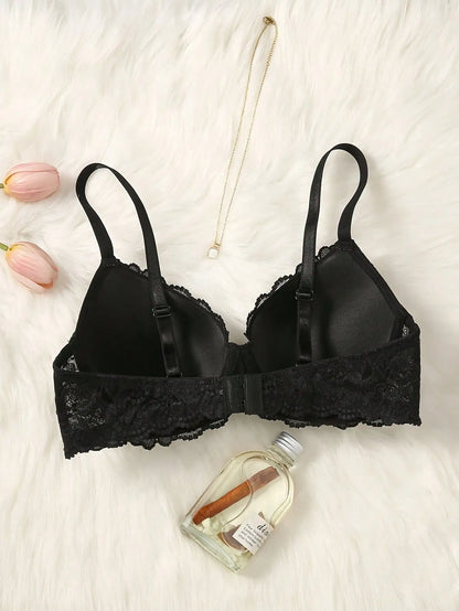 Women’s Lace Half Cup Push-Up Bra – Strapless Invisible Front Buckle Lingerie for Everyday Wear