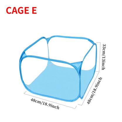 Portable Small Animal Playpen - Foldable Pet Cage with Transparent Mesh for Cats & Chickens