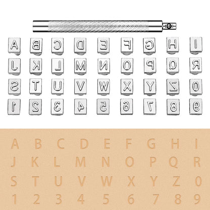 36PCS Leather Alphabet & Number Stamp Set – Stainless Steel DIY Carving Tool for Personalized Leather Craft & Embossing Seal