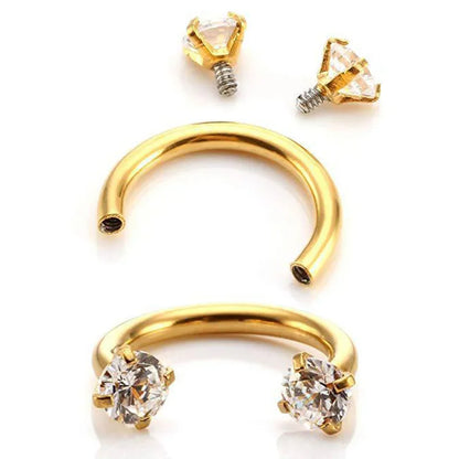 Stainless Steel Crystal Hoop Piercing – Nose, Ear, Belly Ring for Women & Men, Cartilage Helix Daith Jewelry