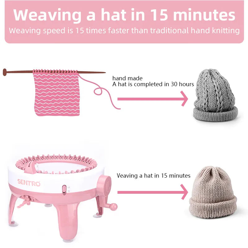 Sentro Knitting Machine Craft Kit - 40 Needle Hand Knitting Machine for Scarves, Hats, Sweaters, Gloves, and More