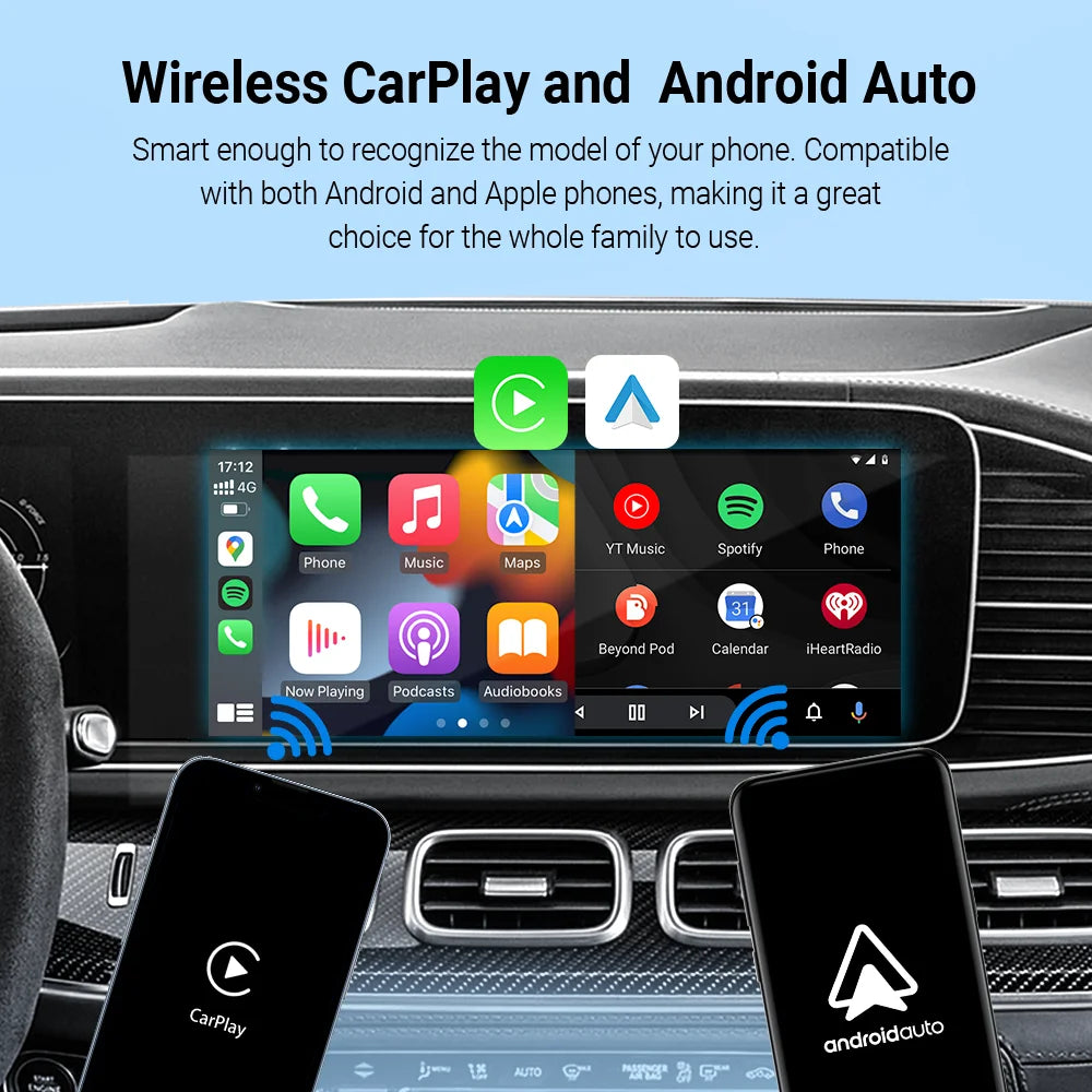 Ottocast Play2Video Pro Car Android AI Box – Wireless CarPlay & Android Auto Adapter, Netflix Ready, Single WiFi Plug & Play