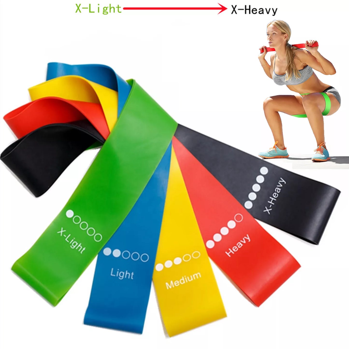 Complete Fitness Set: TPE Resistance Bands Rubber Loop Bands - Strength Training Workout Expander for Yoga, Gym - Elastic Rubber Loop Gym Equipment