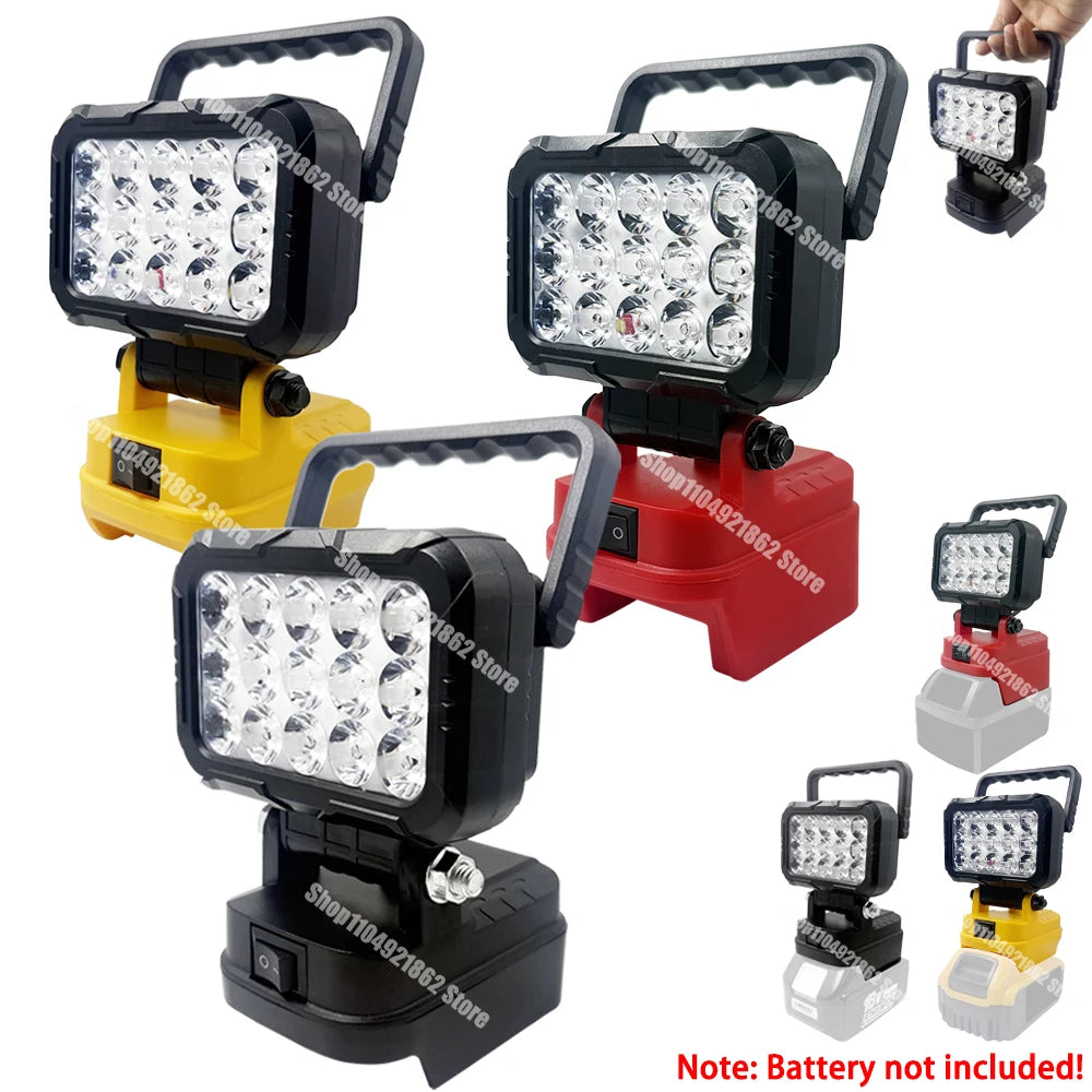 18V Lithium Battery LED Work Light – USB Charger Hand Lantern for Makita, Milwaukee & Dewalt Power Tools