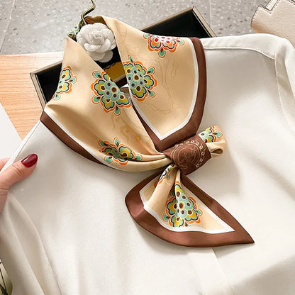 Luxury Silk Scarf for Women – Striped Print Neckerchief, Wrist Towel, and Korean Style Band for Spring/Summer 2023
