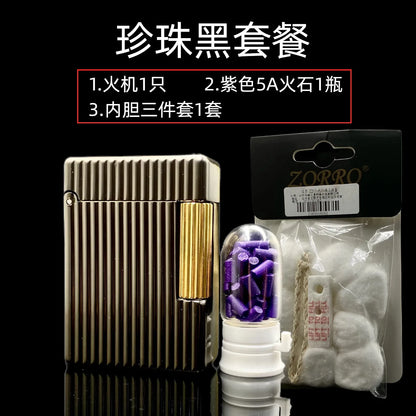 ST30 Vertical Pearl Chrome Oil Lighter – Stylish Side-Sliding Classic Metal Cigarette Lighter, Men’s Gift Accessory