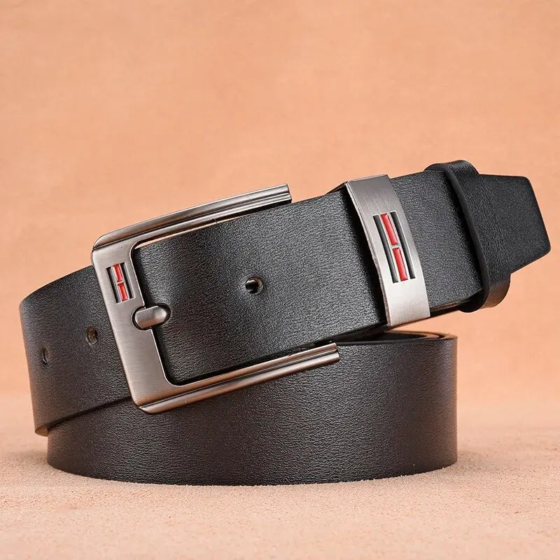 Genuine Leather Men's Belt – High-Quality Buckle, Cowskin Casual & Business Waistband, Cowboy Fashion 2024 New