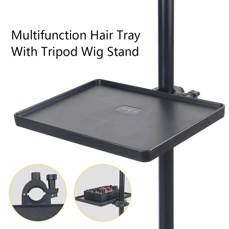 Multifunction Hair Styling Tray for Tripod Wig Stand, Wig Tools Organizer for Crochet Hair, Clips, Scissors, Comb & Accessories Holder