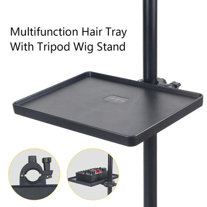 Multifunction Hair Styling Tray for Tripod Wig Stand, Wig Tools Organizer for Crochet Hair, Clips, Scissors, Comb & Accessories Holder