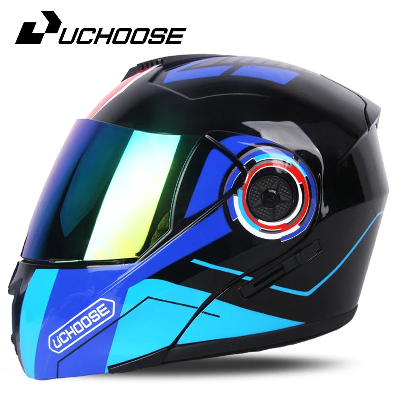 2024 Unisex Modular Motorcycle Helmet – Full Face Flip-Up Dual Lens Racing Helmet for Men & Women