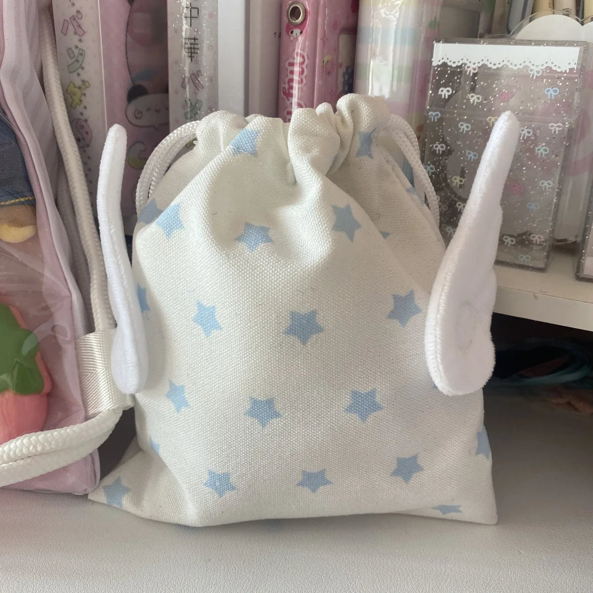 Portable Star Pattern Drawstring Storage Bag - Canvas Cosmetics, Stationery & Accessories Organizer Pouch