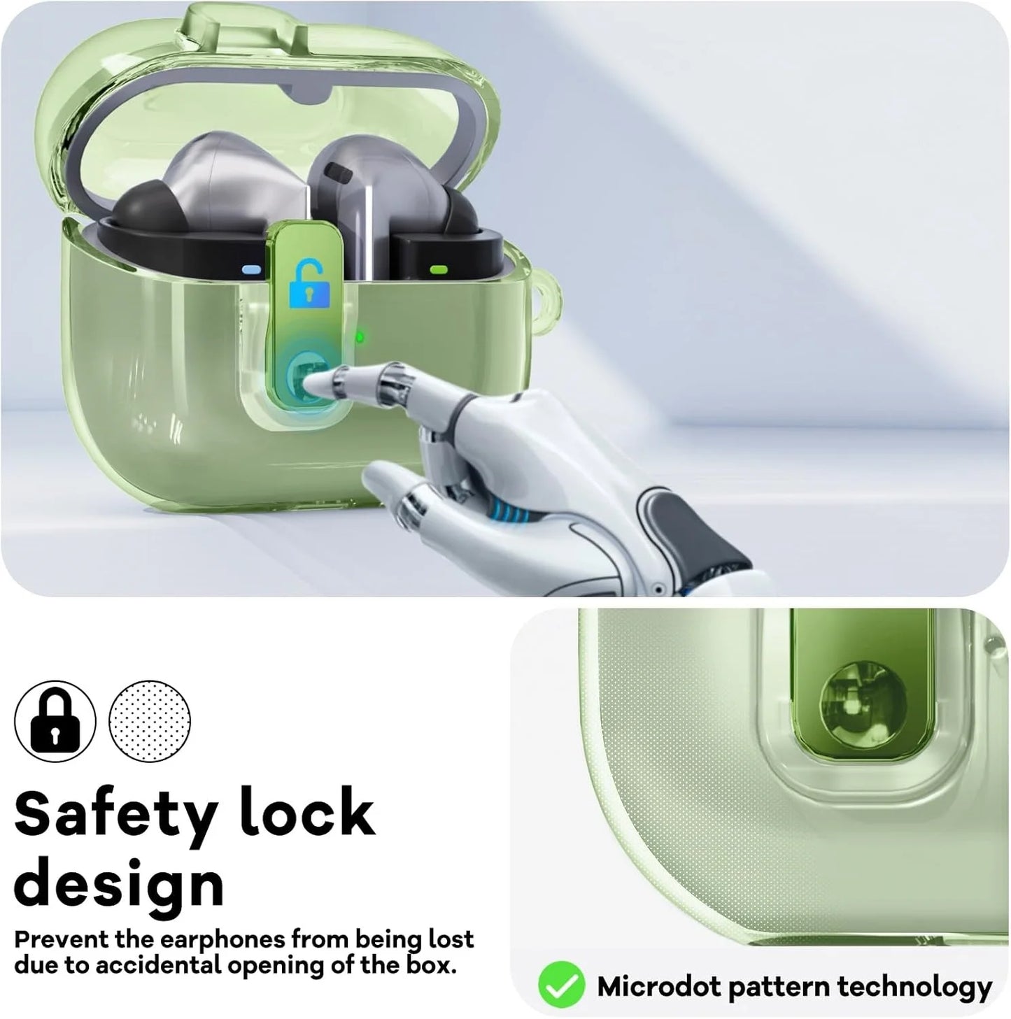 Buds3 Pro Lockable TPU Case – Transparent Protective Shell with Cleaning Kit for Samsung Galaxy Buds 3/3 Pro
