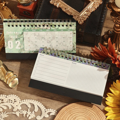 2025 Vintage Painting Desk Calendar – Flip Monthly Schedule with Memo Notes | Tabletop Calendar for Home & Office