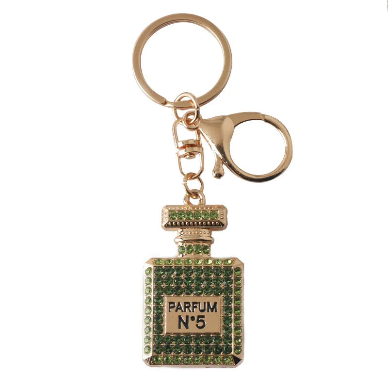 Creative Rhinestone Car & Bag Keychain — Full Diamond Perfume Bottle Pendant for Women’s Accessories