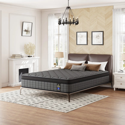12-14 Inch Memory Foam Hybrid Mattress - Medium Firm Pocket Spring Bed Mattress with Pressure Relief & Cool Sleep for Twin, Full, Queen & King Beds