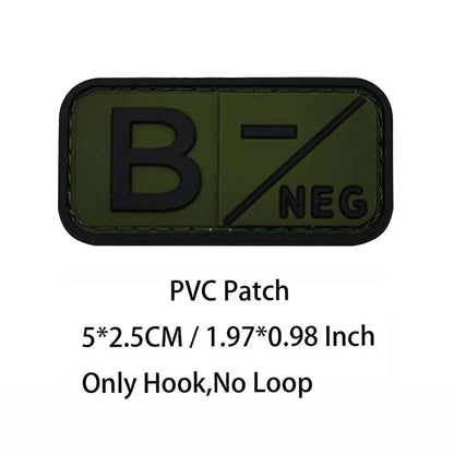 PVC Blood Type Hook Patch - A B AB O Positive Negative Military Tactical Badge for Backpack & Outdoor Gear