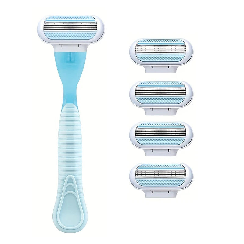 Women’s 3-Layer Manual Razor – Replaceable Head Shaver for Armpit, Leg & Bikini Hair Removal