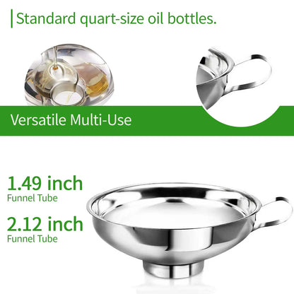 Stainless Steel Mason Jar Funnel - 1.49" & 2.12" Canning Funnel with Handle for Regular & Wide-Mouth Jars