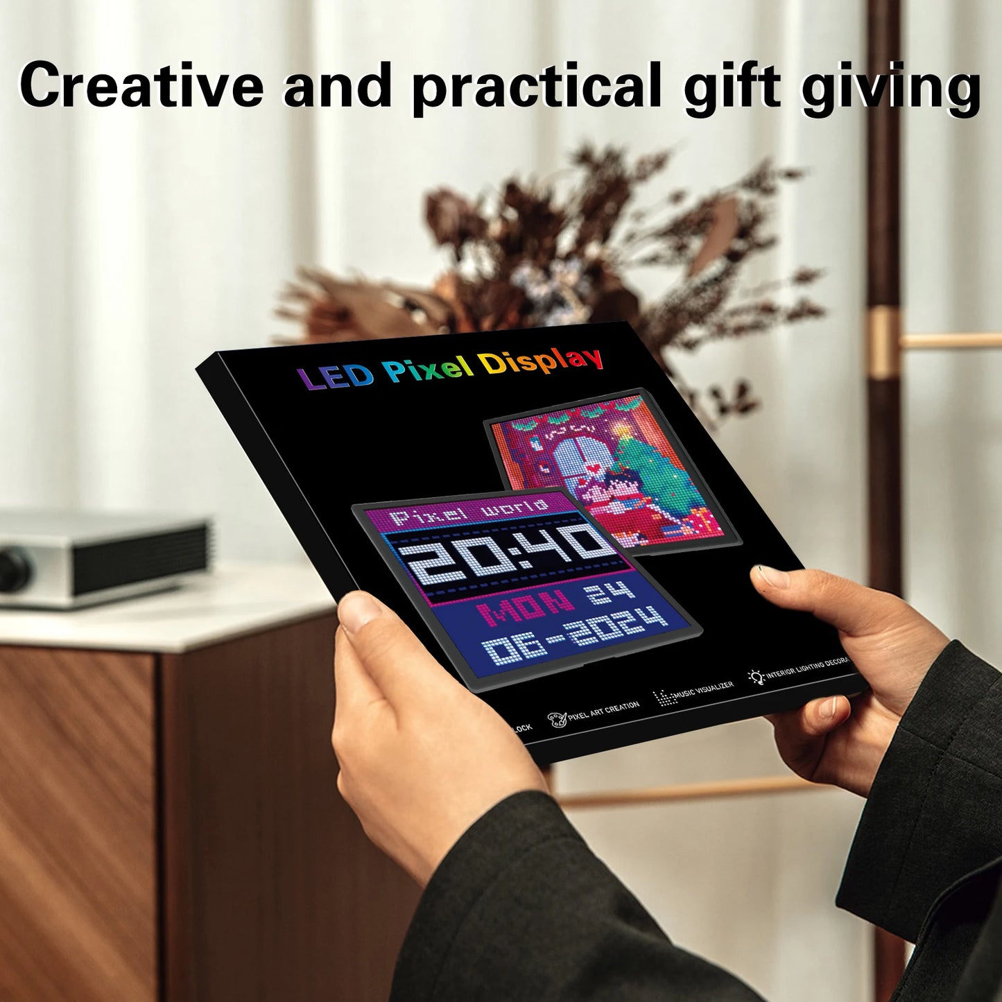 64x64 RGB LED Pixel Display Matrix Panel, Programmable Pixel Art Screen with Bluetooth App Control