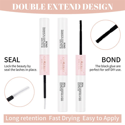 GEMERRY 10ml 2-in-1 Lash Bond & Seal Glue — Waterproof Long-Lasting Adhesive for DIY Cluster Eyelash Extensions