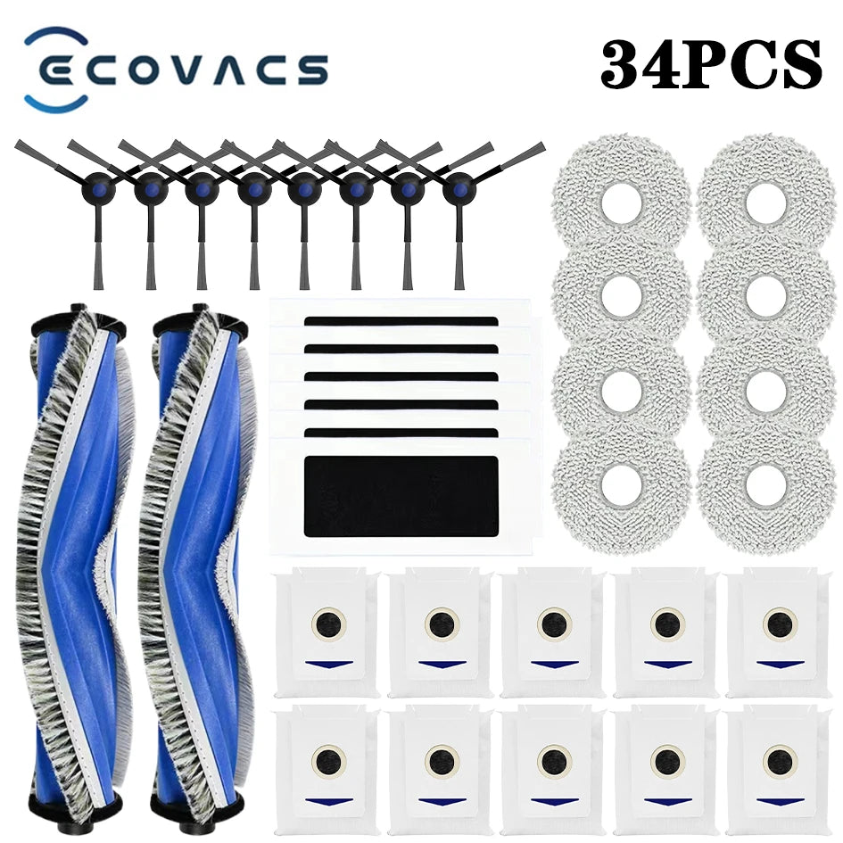 Ecovacs Deebot T30 Pro Omni / YEEDI M12 Pro+ Parts – Roller Brush, Side Brush, HEPA Filter, Dust Bag, Mop Cloth & Bracket