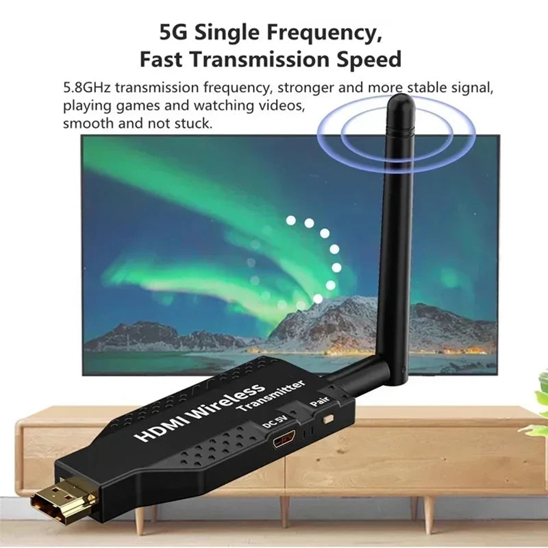 1080P 50M 5G Wireless HDMI Transmitter & Receiver – Audio Video Extender for PC, Camera to TV/Projector