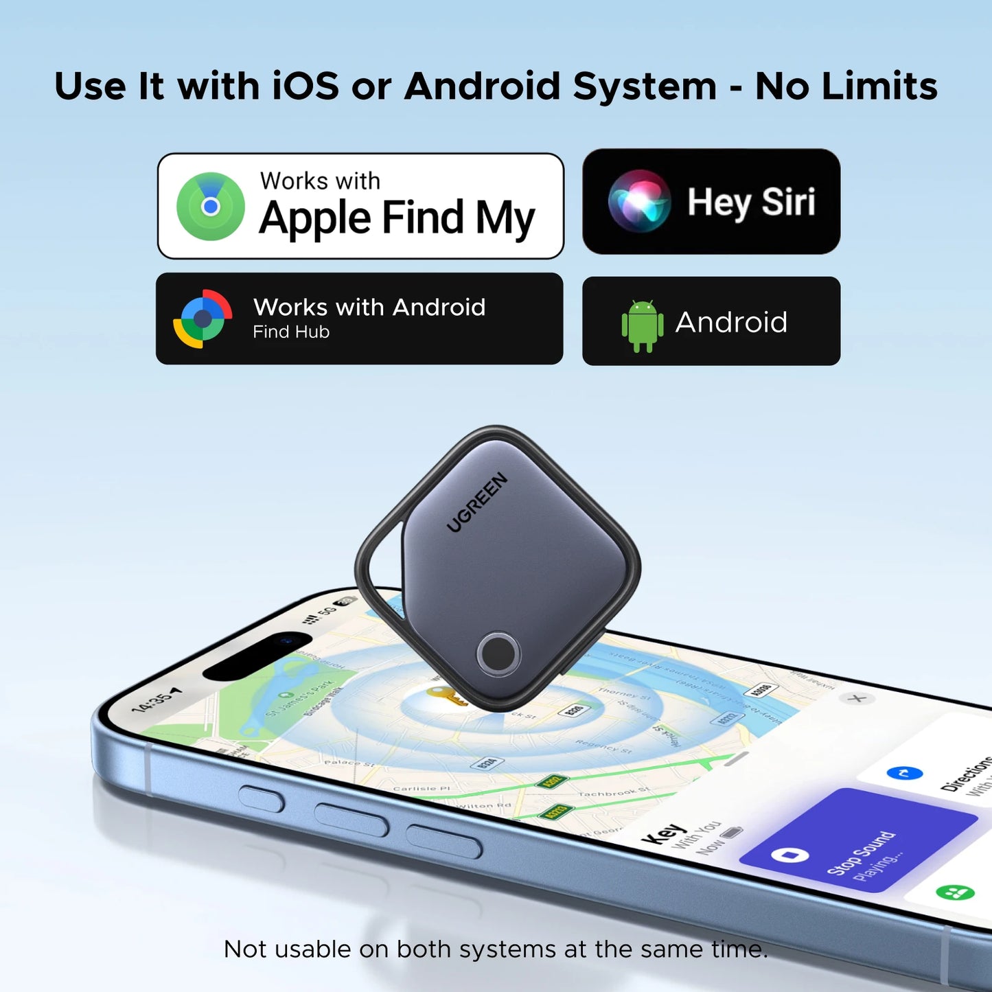 UGREEN Smart Bluetooth Tracker Card - Apple Find My & Android Find Hub Compatible
