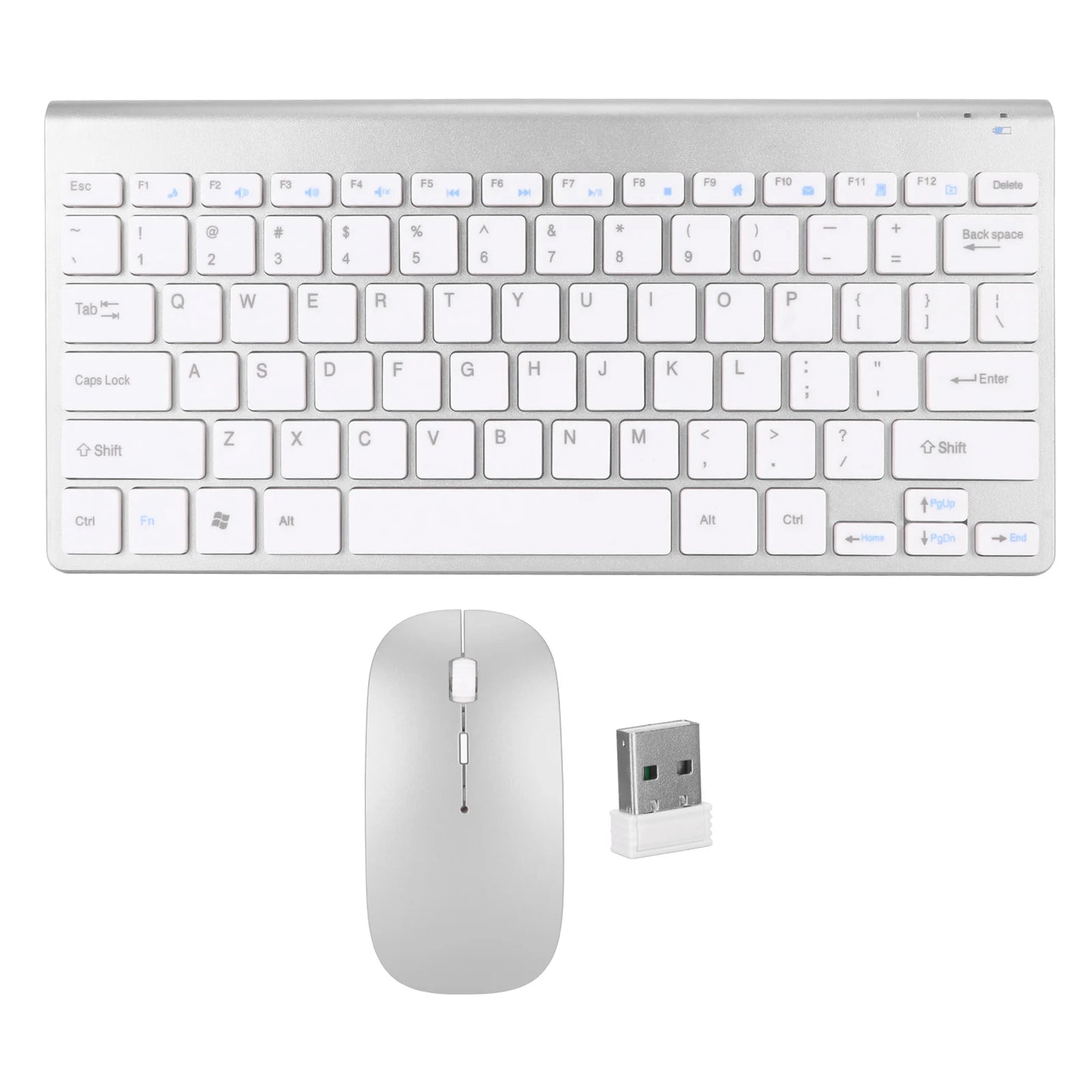 Slim Wireless Keyboard and Mouse Combo – Portable Silent Power-Saving Kit with LED Indicator for Home